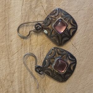 Vintage Silver and Purple Stone Earrings